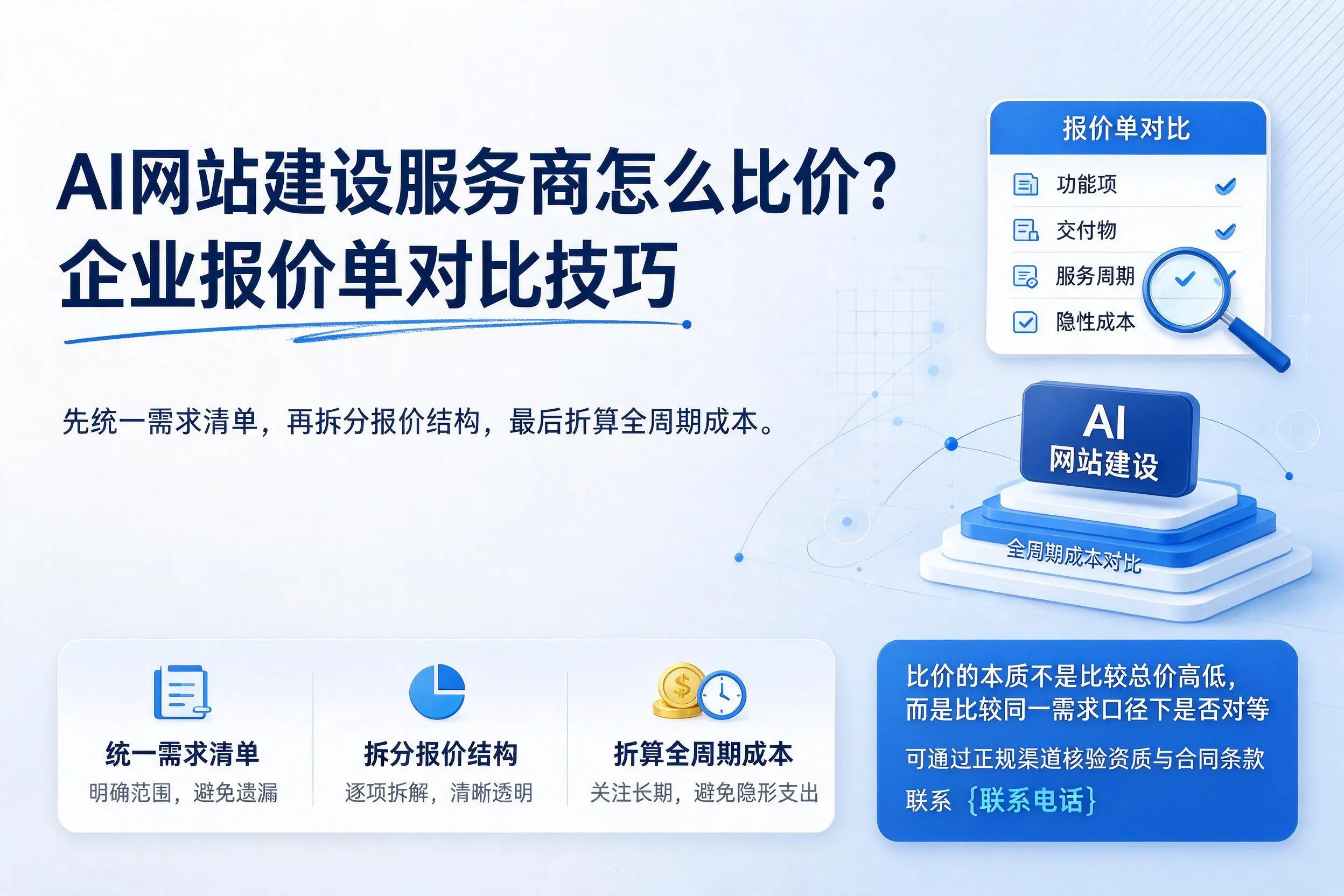 AI网站建设服务商怎么比价？衢州企业报价单对比技巧