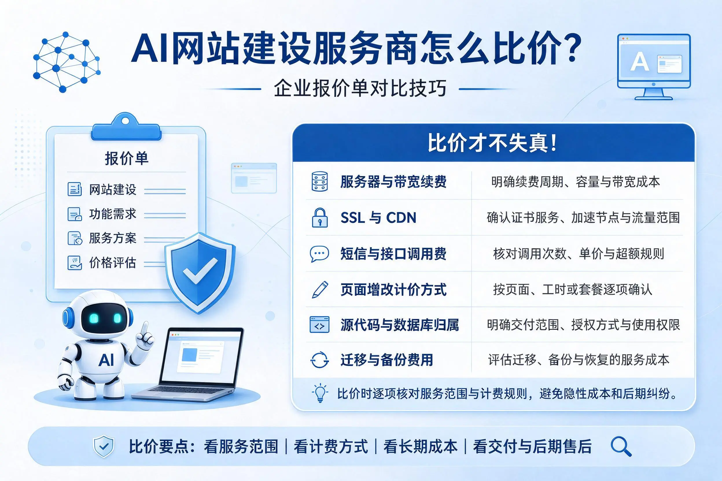 AI网站建设服务商怎么比价？衢州企业报价单对比技巧